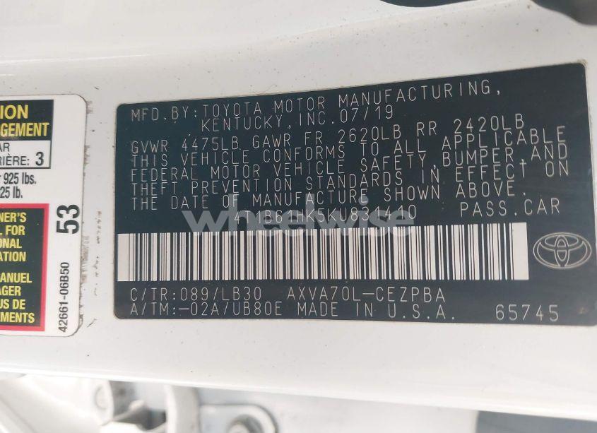 Photo 9 of 2019 Toyota Camry XSE (VIN 4T1B61HK5KU831410)