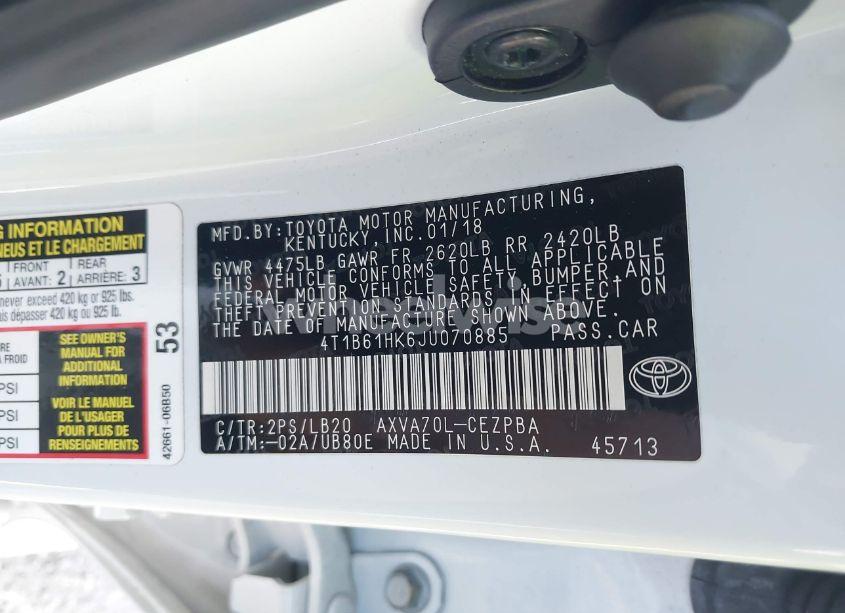 Photo 9 of 2018 Toyota Camry XSE (VIN 4T1B61HK6JU070885)