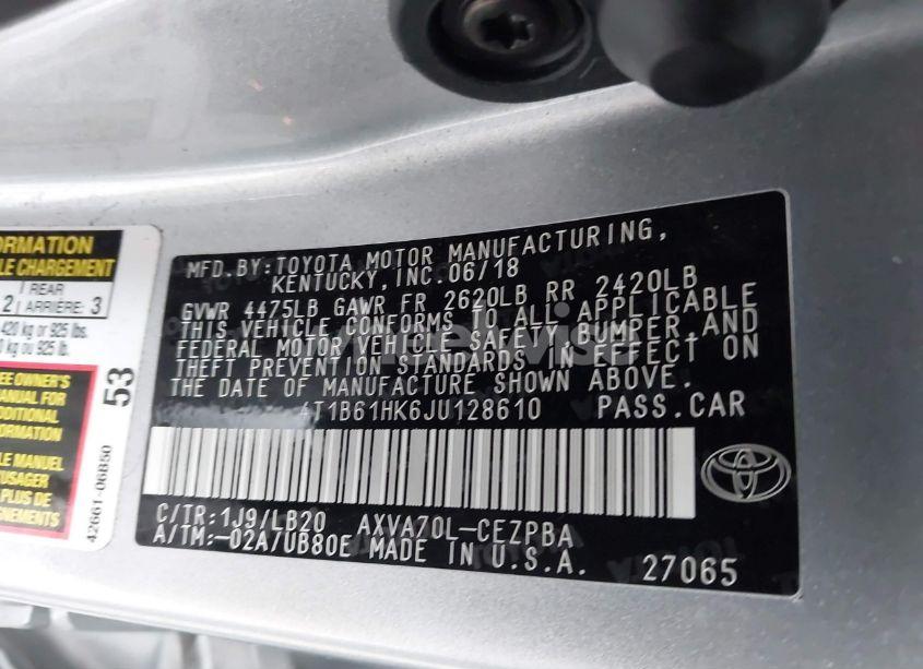 Photo 9 of 2018 Toyota Camry XSE (VIN 4T1B61HK6JU128610)