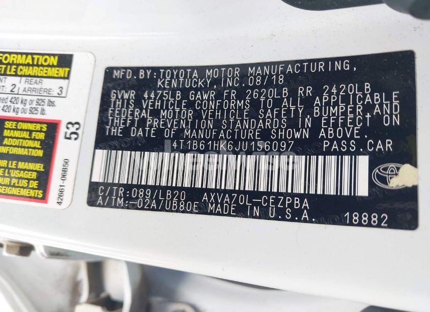 Photo 9 of 2018 Toyota Camry XSE (VIN 4T1B61HK6JU156097)