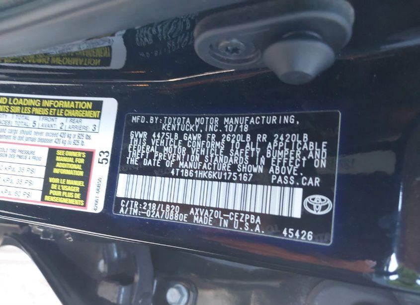 Photo 9 of 2019 Toyota Camry XSE (VIN 4T1B61HK6KU175167)