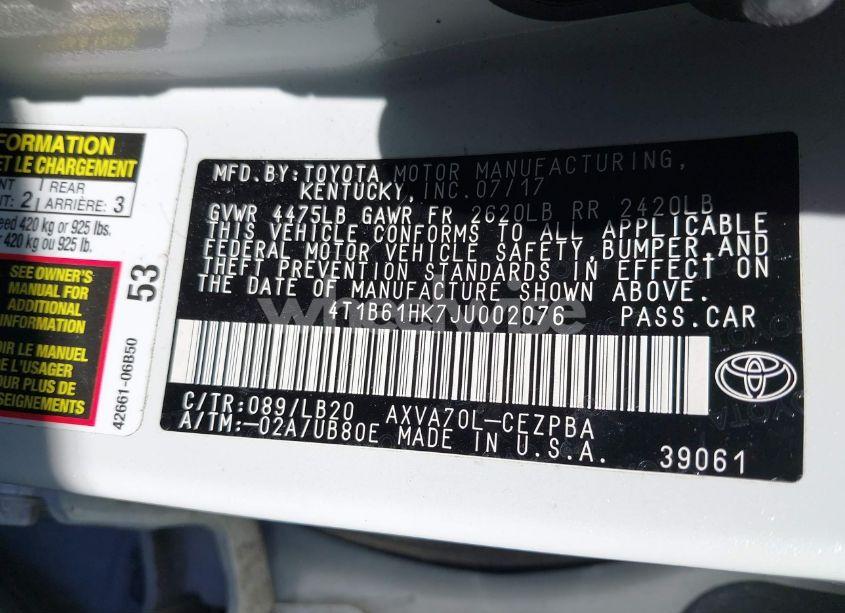 Photo 9 of 2018 Toyota Camry XSE (VIN 4T1B61HK7JU002076)