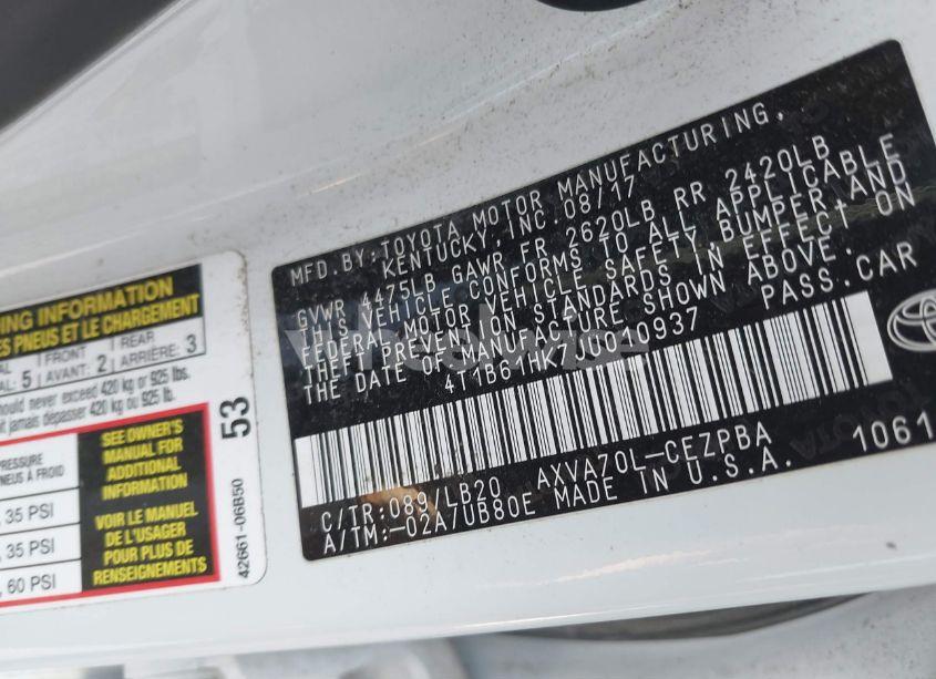 Photo 9 of 2018 Toyota Camry XSE (VIN 4T1B61HK7JU010937)