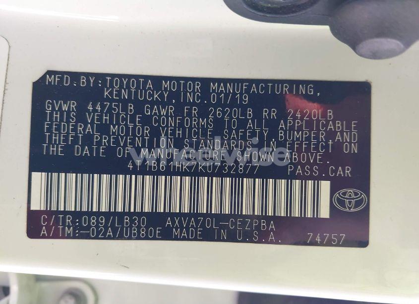 Photo 9 of 2019 Toyota Camry XSE (VIN 4T1B61HK7KU732877)