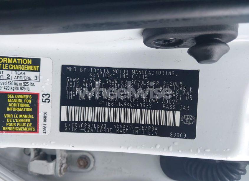 Photo 9 of 2019 Toyota Camry XSE (VIN 4T1B61HK8KU740633)