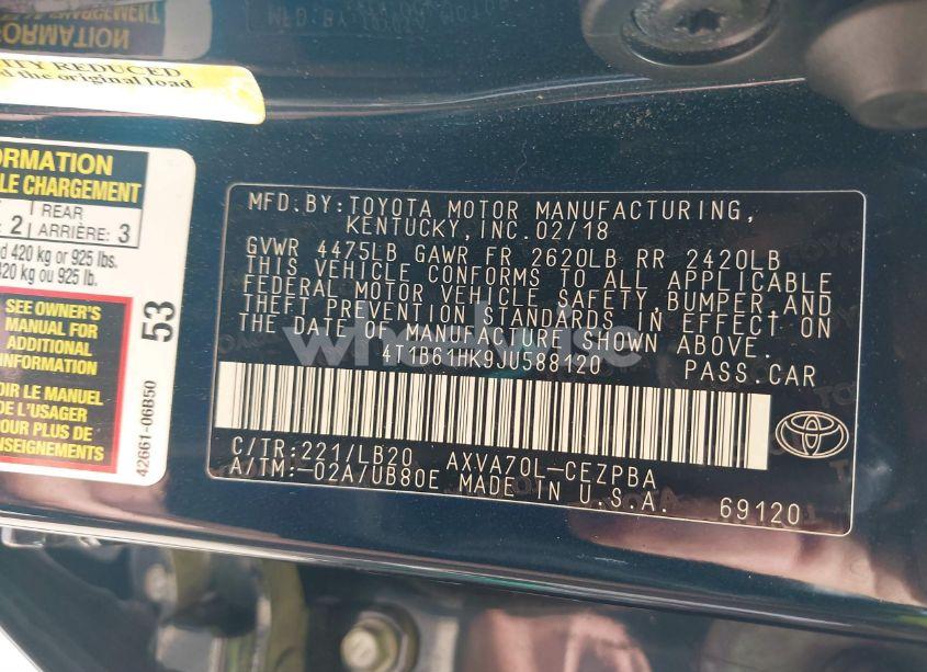 Photo 9 of 2018 Toyota Camry XSE (VIN 4T1B61HK9JU588120)