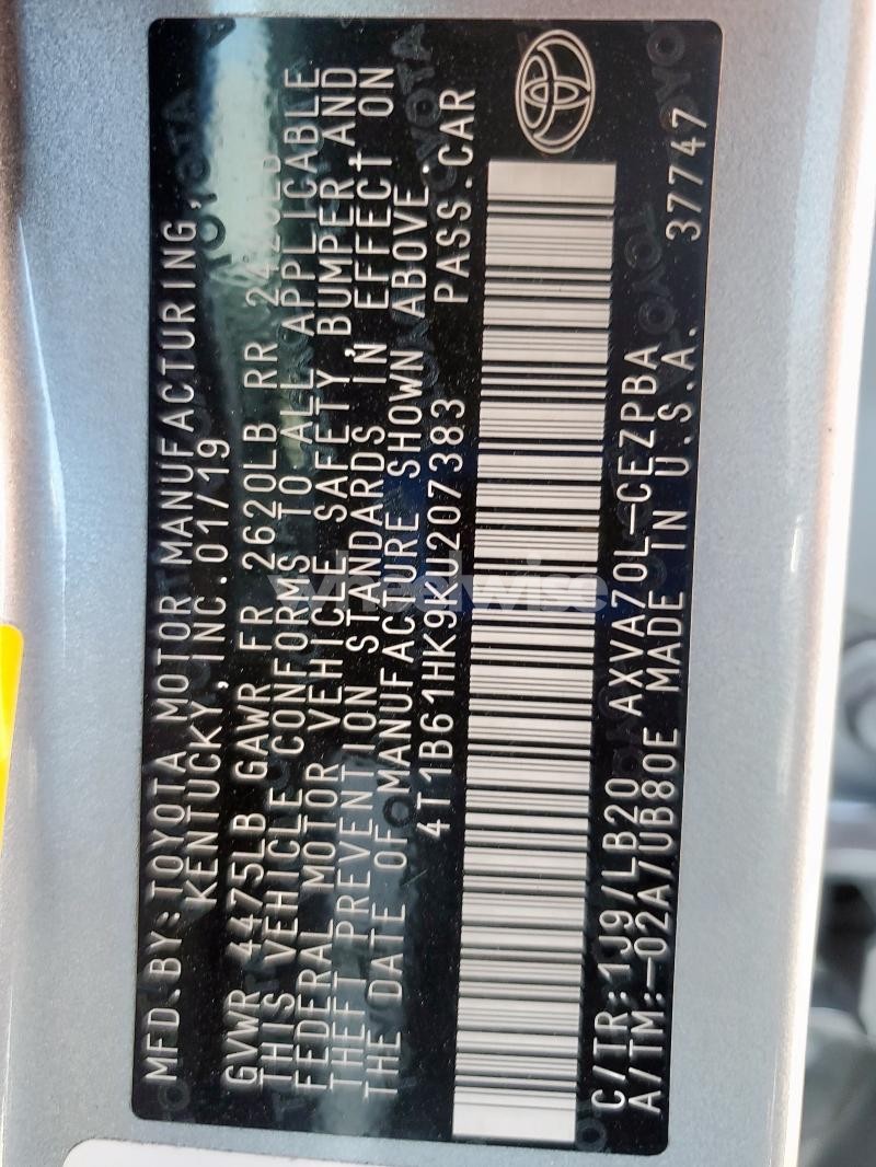 Photo 6 of 2019 TOYOTA CAMRY XSE (VIN 4T1B61HK9KU207383)