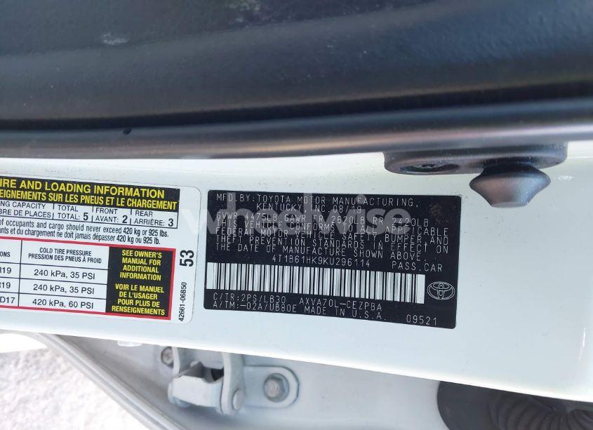 Photo 9 of 2019 Toyota Camry XSE (VIN 4T1B61HK9KU296114)