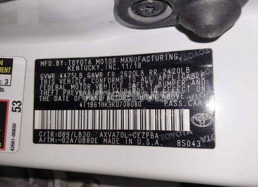 Photo 9 of 2019 Toyota Camry XSE (VIN 4T1B61HK9KU708080)