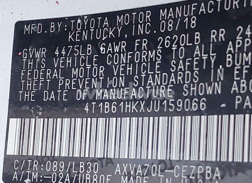 Photo 9 of 2018 Toyota Camry XSE (VIN 4T1B61HKXJU159066)