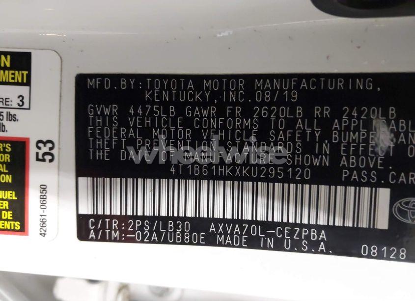 Photo 9 of 2019 Toyota Camry XSE (VIN 4T1B61HKXKU295120)