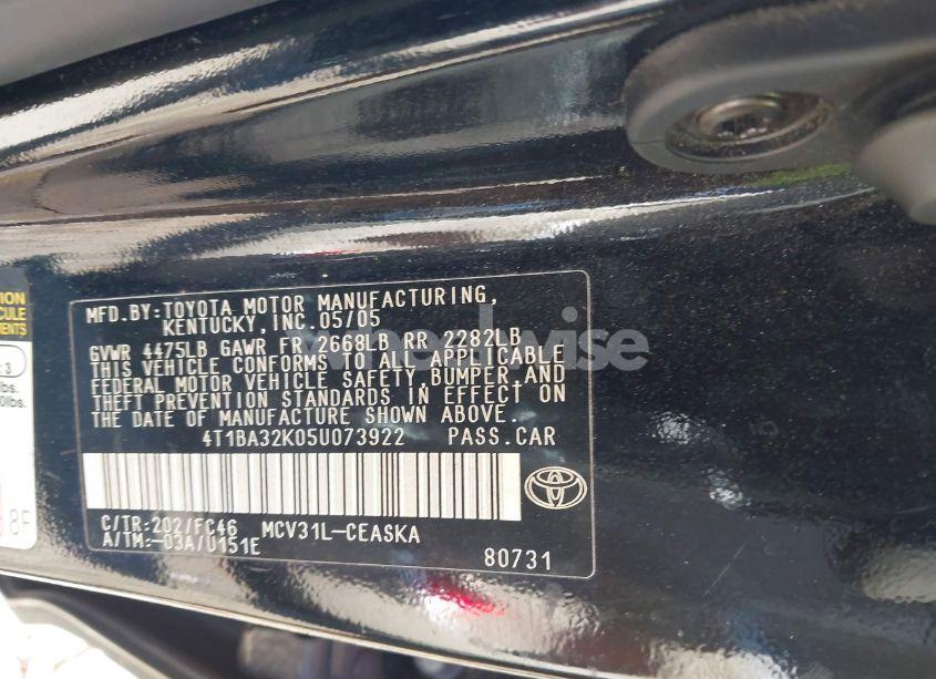Photo 9 of 2005 Toyota Camry SE V6 (VIN 4T1BA32K05U073922)