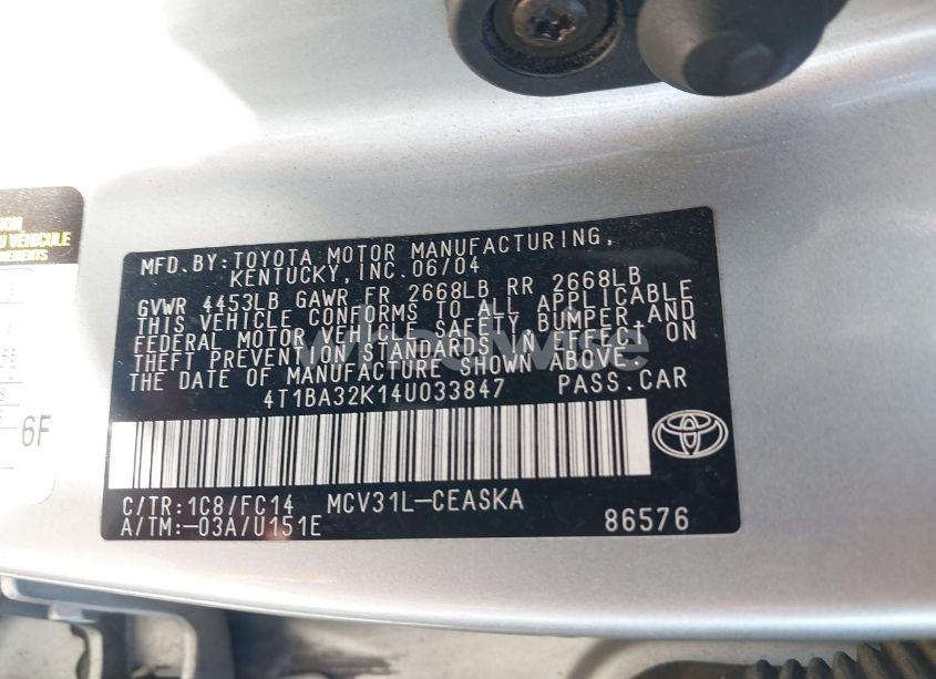 Photo 9 of 2004 Toyota Camry SE V6 (VIN 4T1BA32K14U033847)