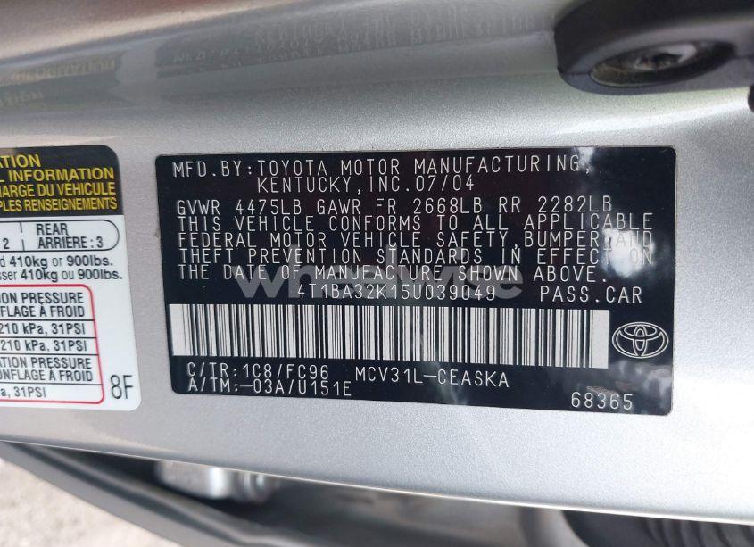 Photo 9 of 2005 Toyota Camry SE V6 (VIN 4T1BA32K15U039049)