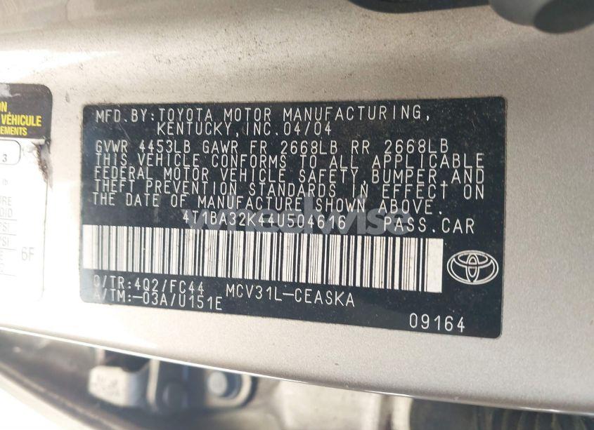 Photo 9 of 2004 Toyota Camry SE V6 (VIN 4T1BA32K44U504616)