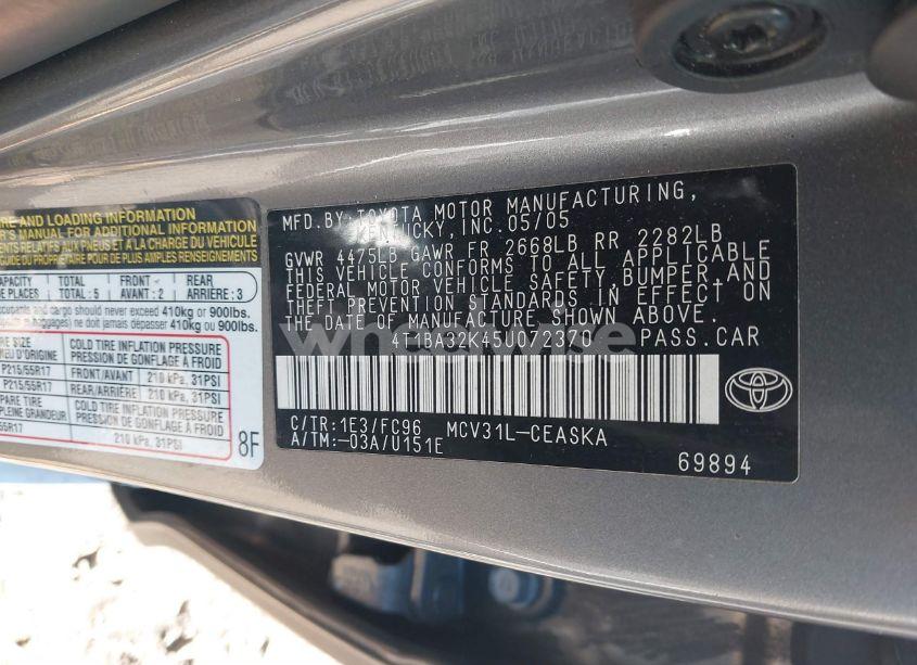 Photo 9 of 2005 Toyota Camry SE V6 (VIN 4T1BA32K45U072370)