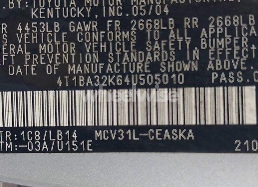 Photo 9 of 2004 Toyota Camry SE V6 (VIN 4T1BA32K64U505010)