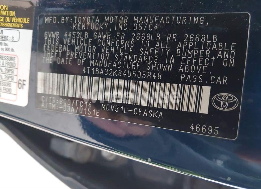 Photo 9 of 2004 Toyota Camry SE V6 (VIN 4T1BA32K84U505848)