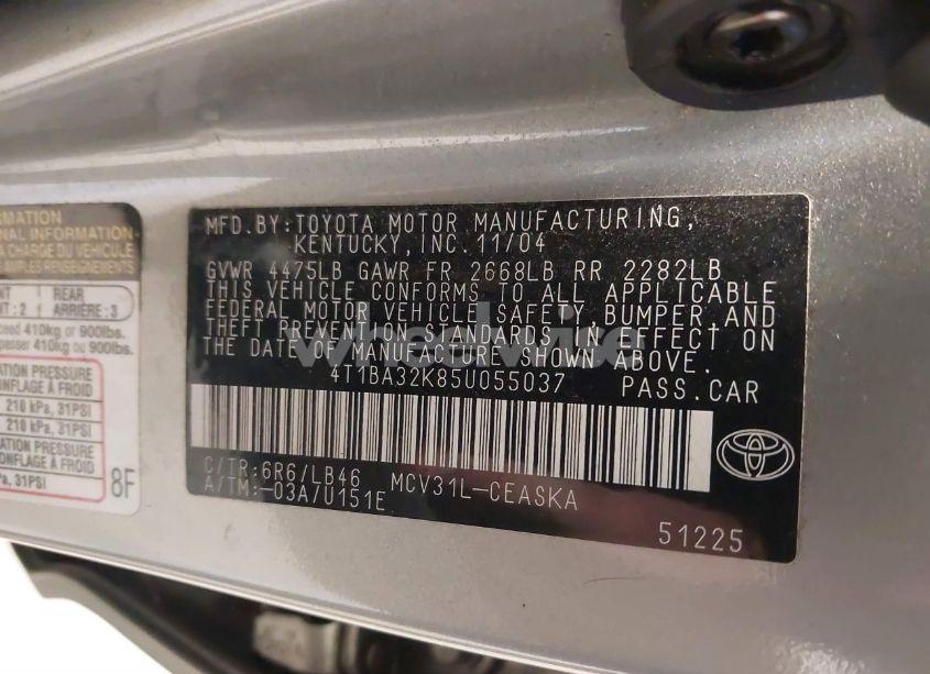 Photo 9 of 2005 Toyota Camry SE V6 (VIN 4T1BA32K85U055037)