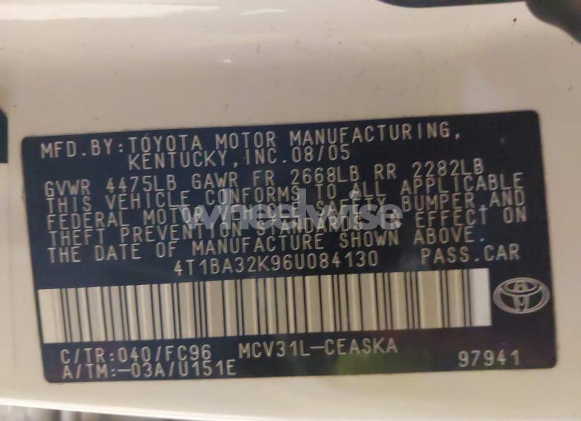 Photo 9 of 2006 Toyota Camry SE V6 (VIN 4T1BA32K96U084130)