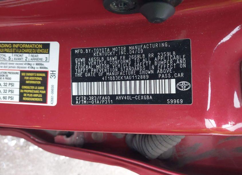 Photo 9 of 2010 Toyota Camry HYBRID (VIN 4T1BB3EK1AU112889)