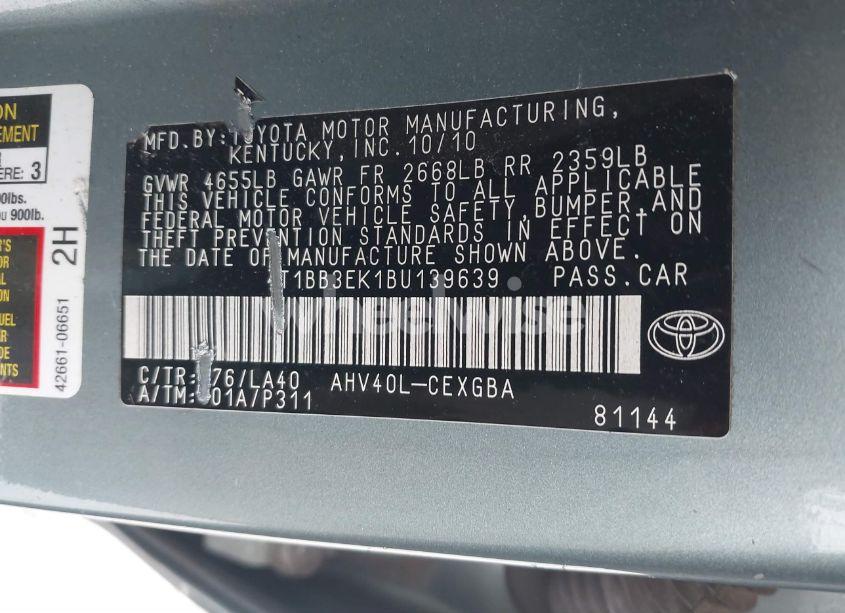Photo 9 of 2011 Toyota Camry HYBRID (VIN 4T1BB3EK1BU139639)