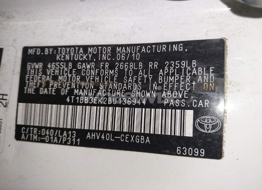 Photo 9 of 2011 Toyota Camry HYBRID (VIN 4T1BB3EK2BU136944)