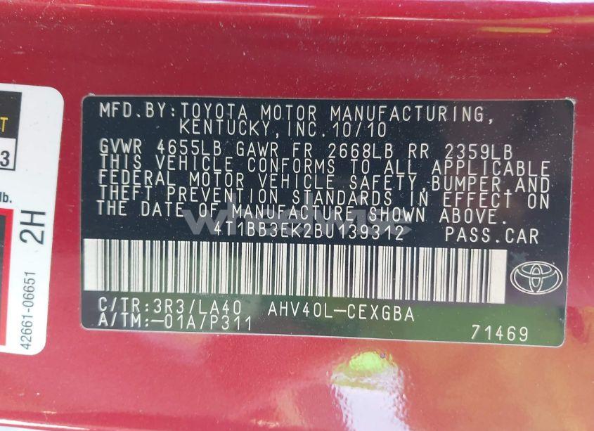 Photo 9 of 2011 Toyota Camry HYBRID (VIN 4T1BB3EK2BU139312)