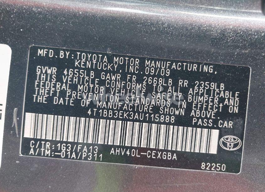 Photo 9 of 2010 Toyota Camry HYBRID (VIN 4T1BB3EK3AU115888)