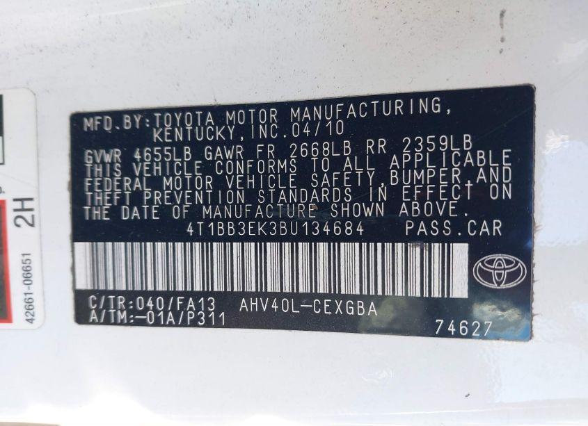 Photo 9 of 2011 Toyota Camry HYBRID (VIN 4T1BB3EK3BU134684)