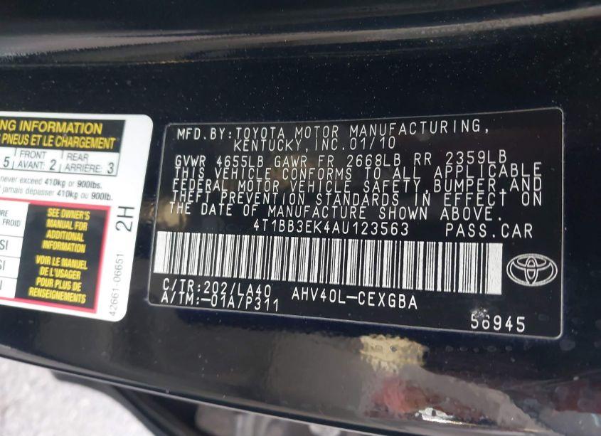 Photo 9 of 2010 Toyota Camry HYBRID (VIN 4T1BB3EK4AU123563)