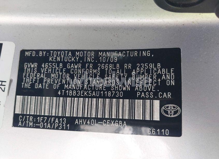 Photo 9 of 2010 Toyota Camry HYBRID (VIN 4T1BB3EK5AU118730)