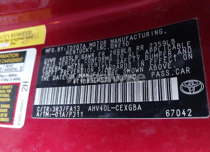 Photo 9 of 2011 Toyota Camry HYBRID (VIN 4T1BB3EK5BU133780)