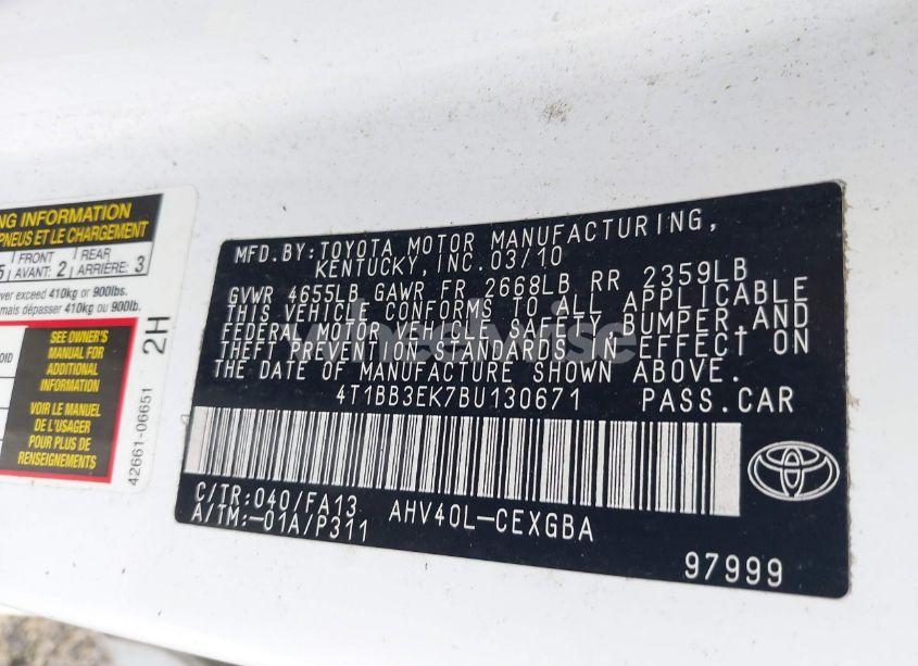 Photo 9 of 2011 Toyota Camry HYBRID (VIN 4T1BB3EK7BU130671)