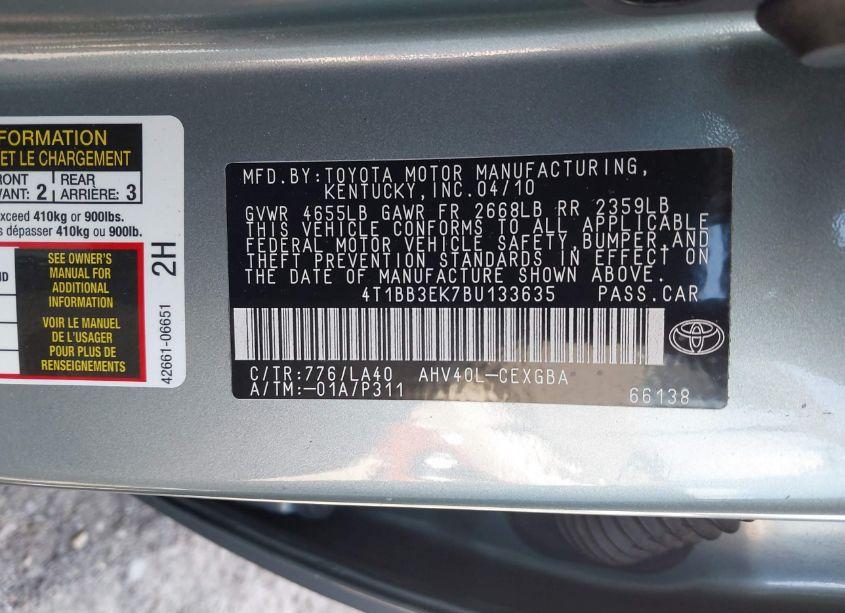 Photo 9 of 2011 Toyota Camry HYBRID (VIN 4T1BB3EK7BU133635)