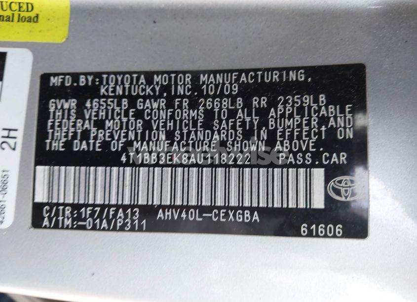 Photo 9 of 2010 Toyota Camry HYBRID (VIN 4T1BB3EK8AU118222)