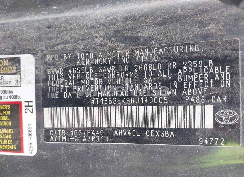 Photo 9 of 2011 Toyota Camry HYBRID (VIN 4T1BB3EK9BU140005)