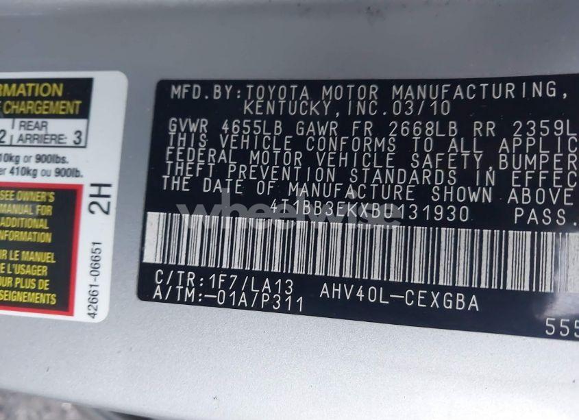 Photo 9 of 2011 Toyota Camry HYBRID (VIN 4T1BB3EKXBU131930)