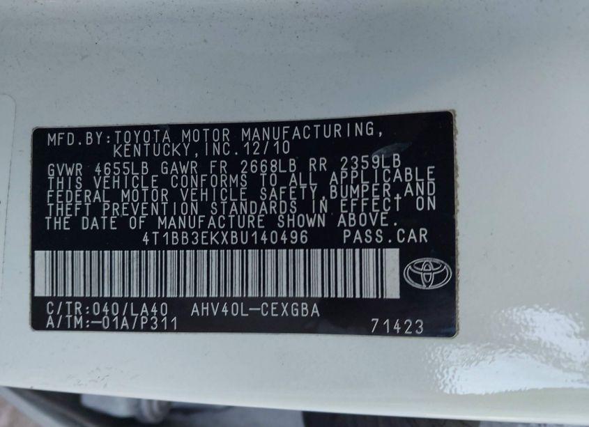 Photo 9 of 2011 Toyota Camry HYBRID (VIN 4T1BB3EKXBU140496)