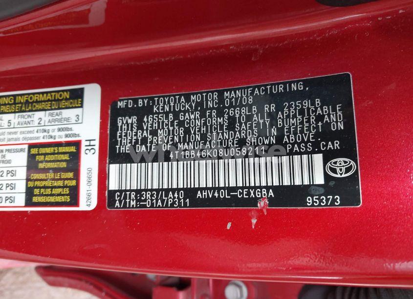 Photo 9 of 2008 Toyota Camry HYBRID (VIN 4T1BB46K08U058211)