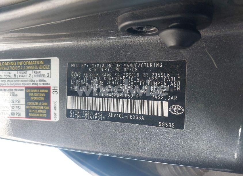 Photo 9 of 2008 Toyota Camry HYBRID (VIN 4T1BB46K08U059181)