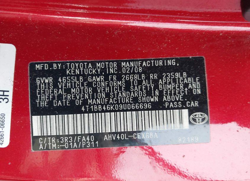 Photo 9 of 2009 Toyota Camry HYBRID (VIN 4T1BB46K09U066696)