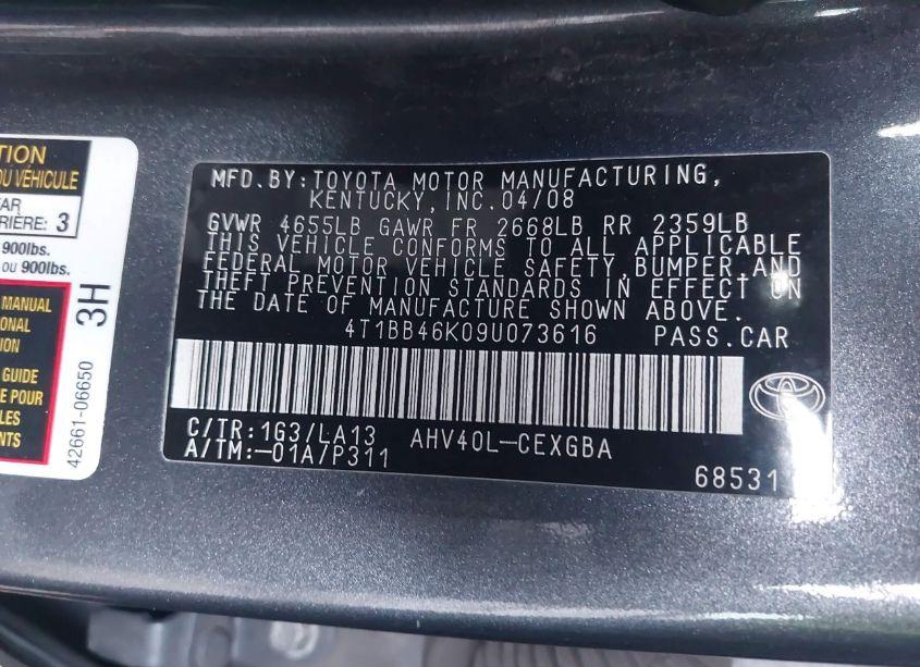Photo 9 of 2009 Toyota Camry HYBRID (VIN 4T1BB46K09U073616)