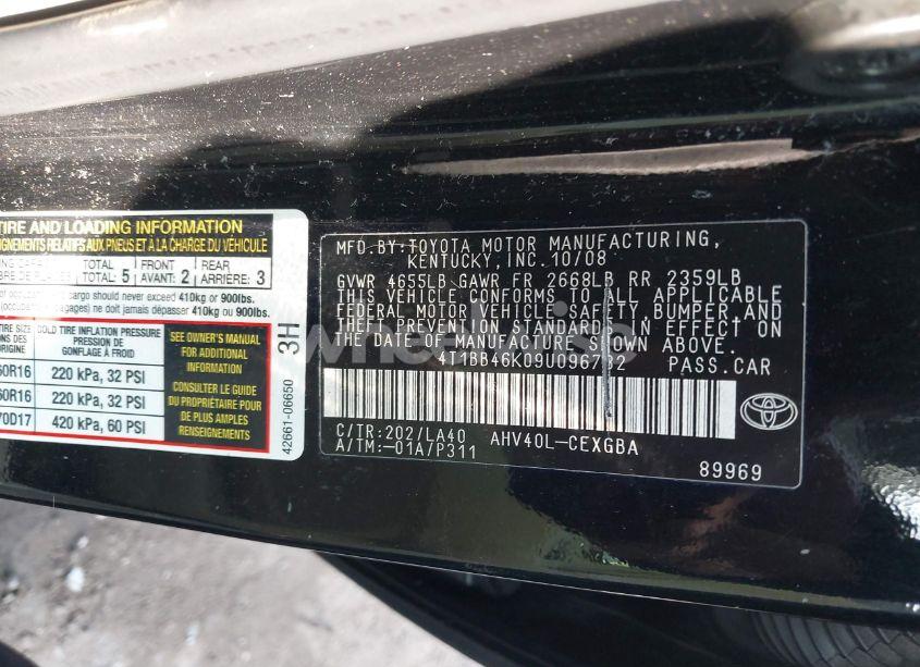 Photo 9 of 2009 Toyota Camry HYBRID (VIN 4T1BB46K09U096782)
