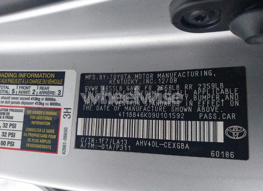 Photo 9 of 2009 Toyota Camry HYBRID (VIN 4T1BB46K09U101592)