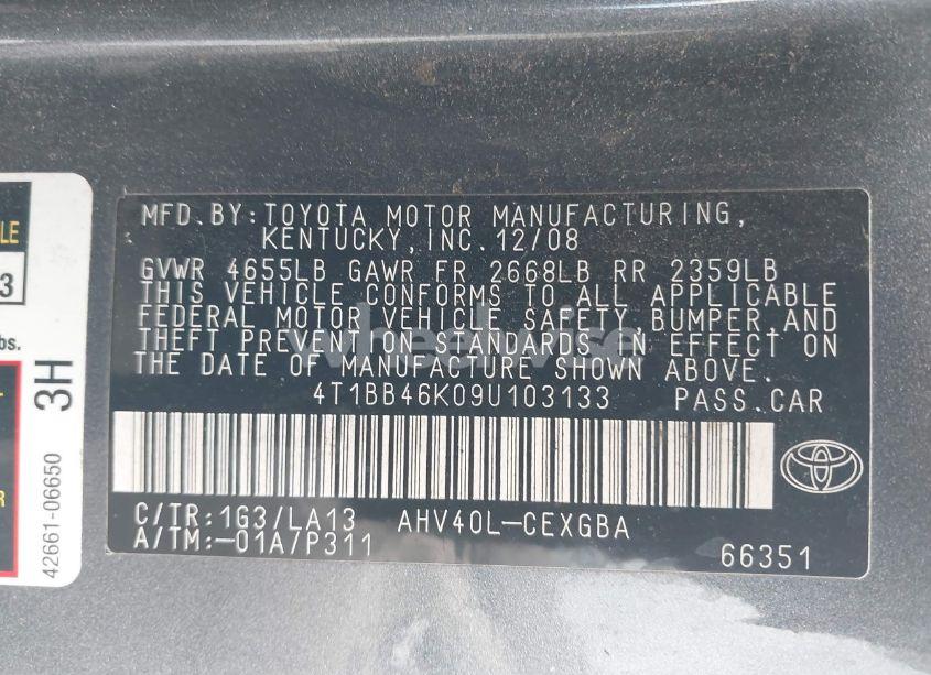 Photo 9 of 2009 Toyota Camry HYBRID (VIN 4T1BB46K09U103133)