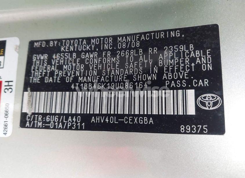 Photo 9 of 2009 Toyota Camry HYBRID (VIN 4T1BB46K19U086164)