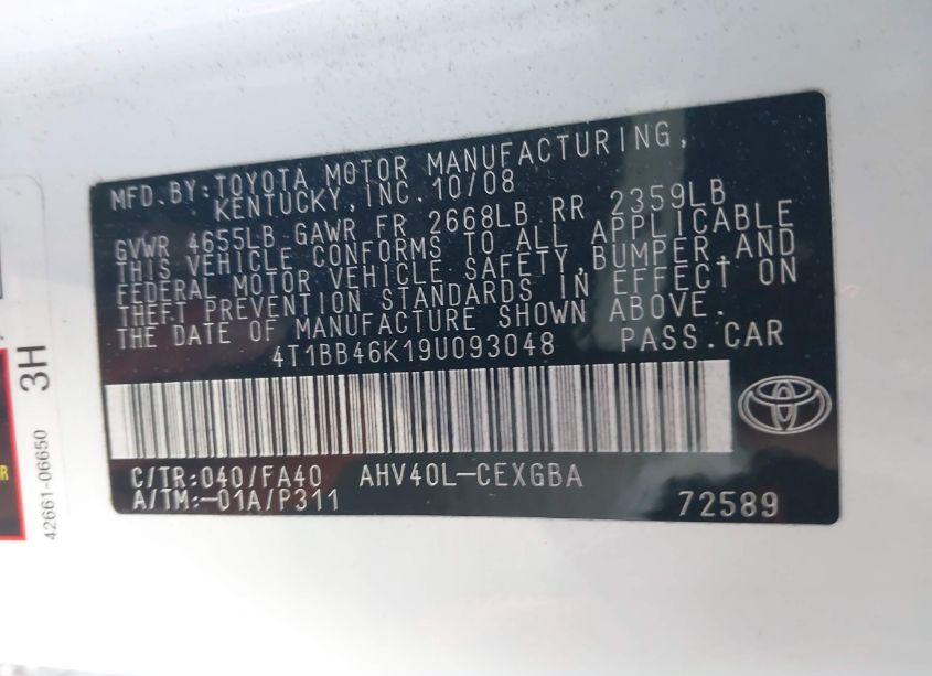 Photo 9 of 2009 Toyota Camry HYBRID (VIN 4T1BB46K19U093048)