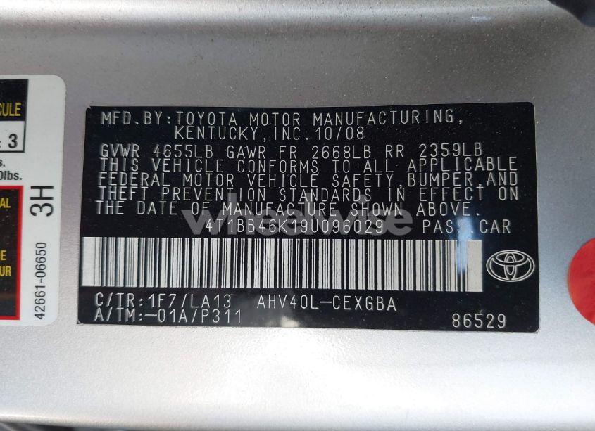 Photo 9 of 2009 Toyota Camry HYBRID (VIN 4T1BB46K19U096029)
