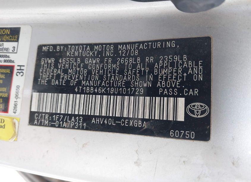 Photo 9 of 2009 Toyota Camry HYBRID (VIN 4T1BB46K19U101729)